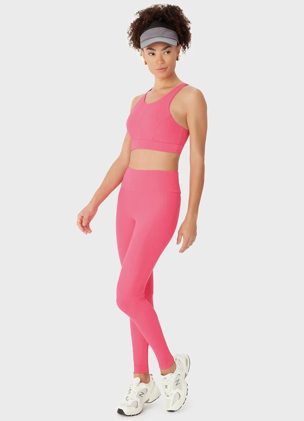 Malwee - Calça Legging Canelada Malha Dry Rosa Escuro 2