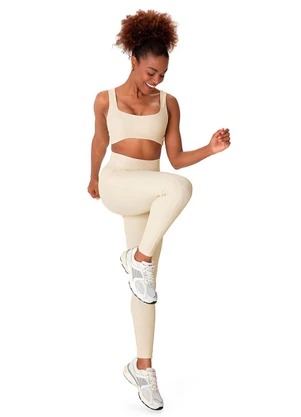 Malwee - Calça Legging Creponada com Bolso Off White - MALWEE