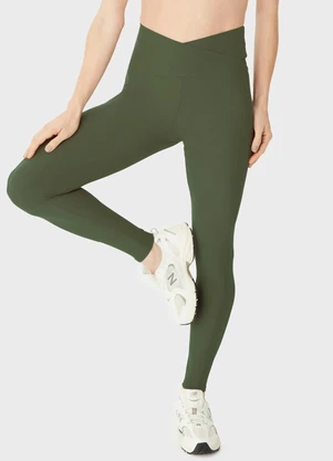 Malwee - Calça Legging Creponada Verde Militar - MALWEE