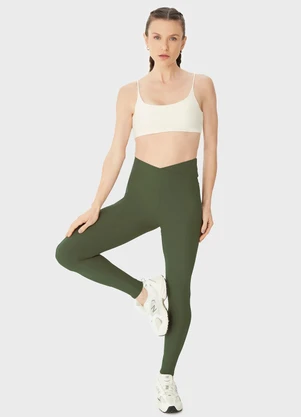 Malwee - Calça Legging Creponada Verde Militar - MALWEE