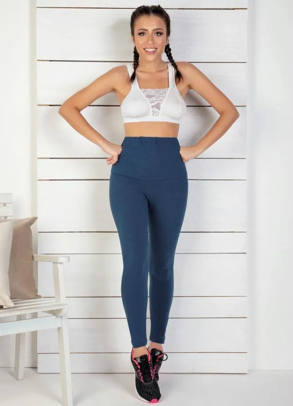 Alma Dolce - Calça Legging Marinho com Cós Largo e Duplo 3