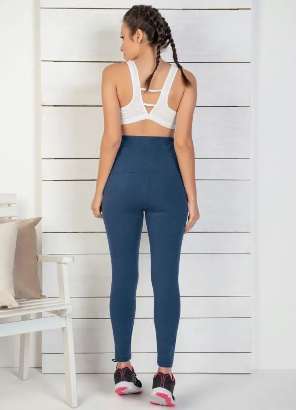 Alma Dolce - Calça Legging Marinho com Cós Largo e Duplo 4