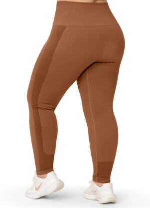 Zee Rucci - Calça Legging Plus Size Cós Alto Dobrável Marrom - ZEE RUCCI
