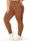 Zee Rucci - Calça Legging Plus Size Cós Alto Dobrável Marrom - variação: Marrom