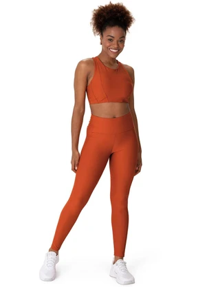 Malwee - Calça Legging Uv com Recorte Active Terracota - MALWEE