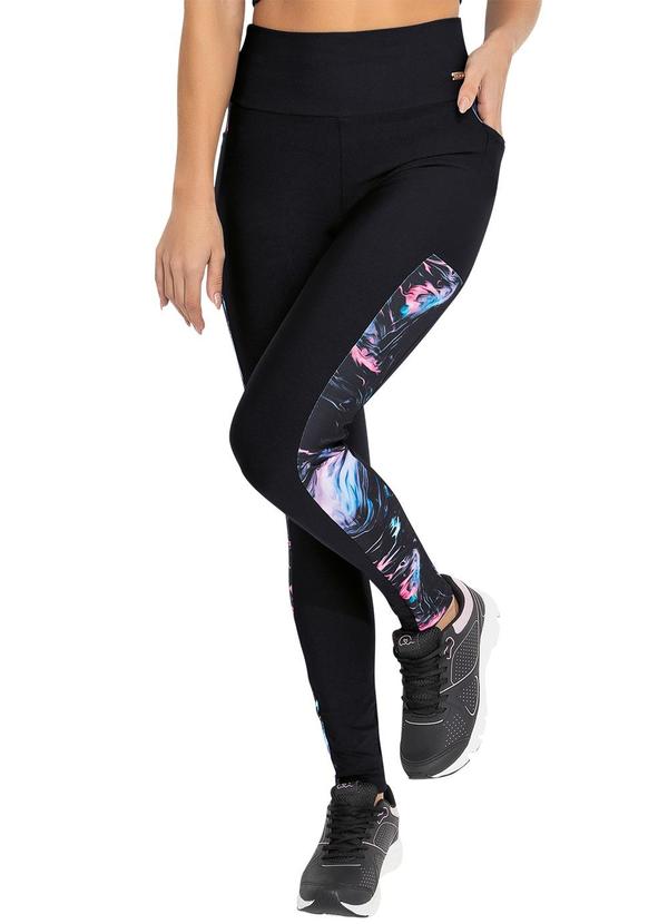 Jancris - Legging Abstrata Rosa em Malha com Elastano 1