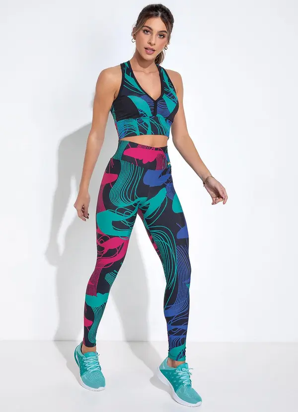 Jancris - Legging Abstrato Colorido em Malha com Elastano 3