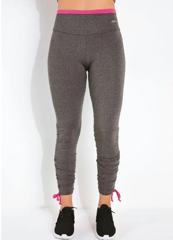 Sawary Fitness - Legging Cinza com Franzidos Sawary Fitness