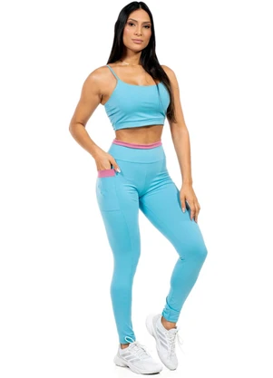 Cobertura - Legging Feminina Fitness Azul - COBERTURA
