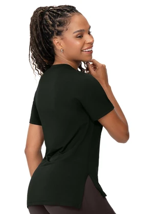 Zee Rucci - Camiseta Alongada Abertura Lateral Preto - ZEE RUCCI