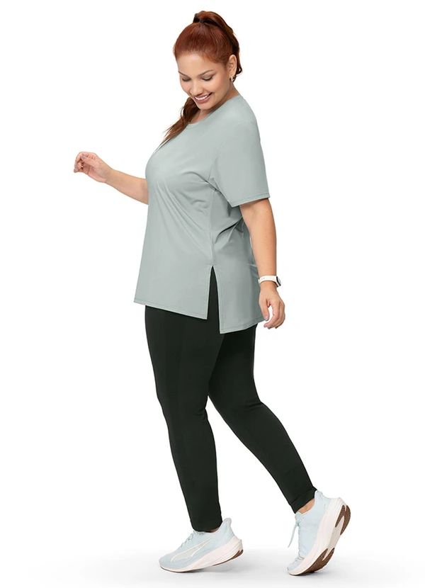Zee Rucci - Camiseta Alongada Abertura Lateral Verde Claro