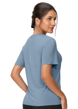 Zee Rucci - Camiseta Feminina Modal Gola Redonda Azul Claro - ZEE RUCCI