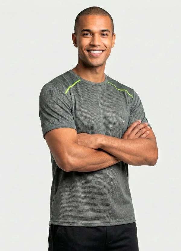 Yends Fashion - Camiseta Fitness Dry Fit Masculina Cinza 2