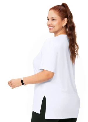 Zee Rucci - Camiseta Plus Alongada Abertura Lateral Branco - ZEE RUCCI