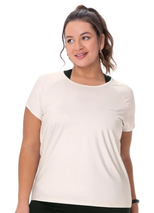 Zee Rucci - Camiseta Plus Size Manga Raglan Lisa Off-White - ZEE RUCCI