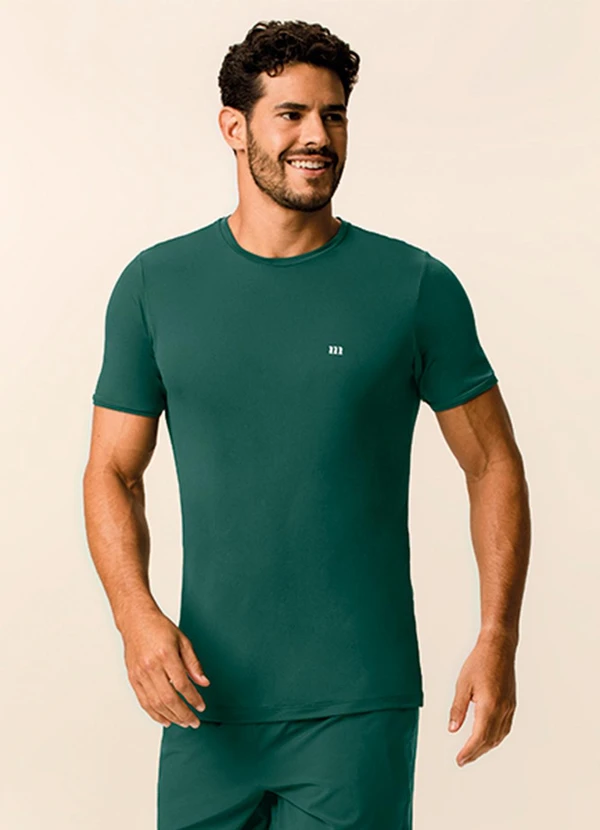 Malwee - Camiseta Slim Creponada Active Verde Esmeralda