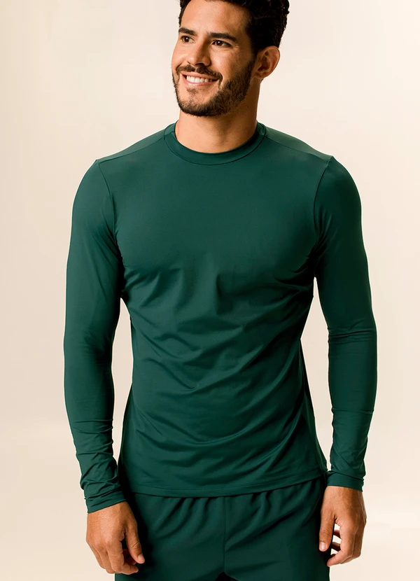 Malwee - Camiseta Slim Malha Uv Active Verde Esmeralda
