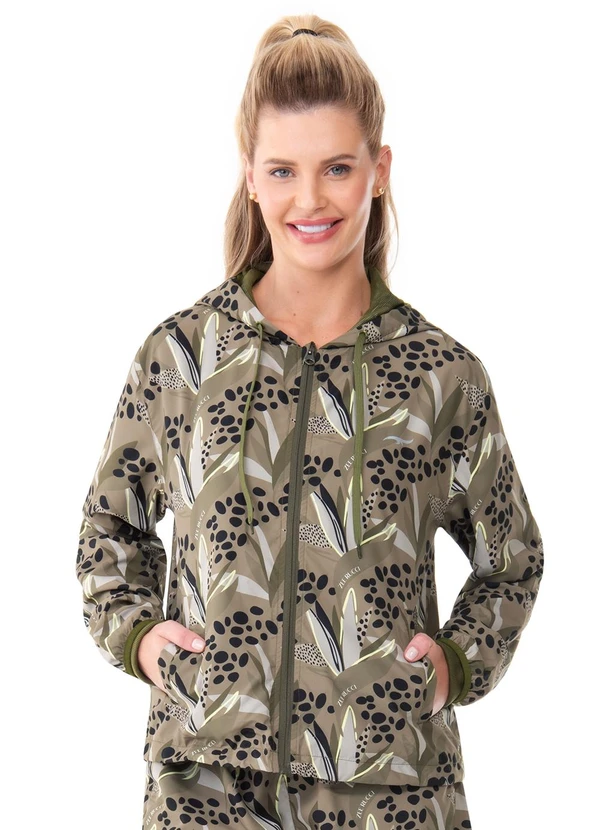 Zee Rucci - Jaqueta Corta-Vento Estampada Cactus Verde