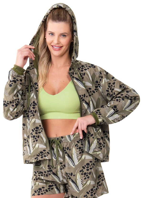 Zee Rucci - Jaqueta Corta-Vento Estampada Cactus Verde 6