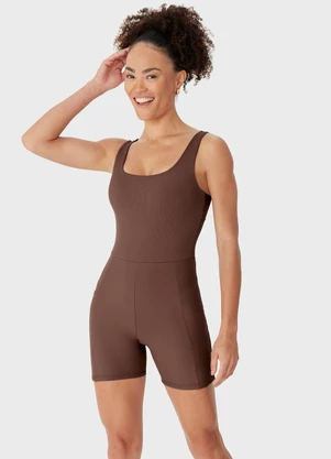 Malwee - Macaquinho Canelado com Bolso Marrom - MALWEE