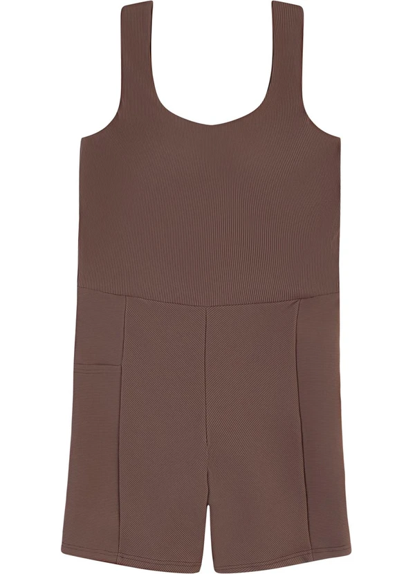 Malwee - Macaquinho Canelado com Bolso Marrom 3