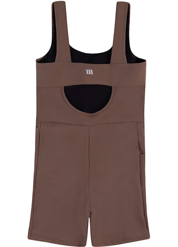 Malwee - Macaquinho Canelado com Bolso Marrom 4