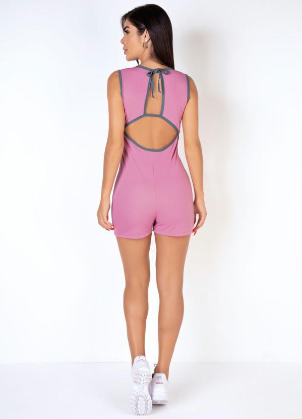 Alma Dolce - Macaquinho de Academia Rosa e Cinza com Recorte 4