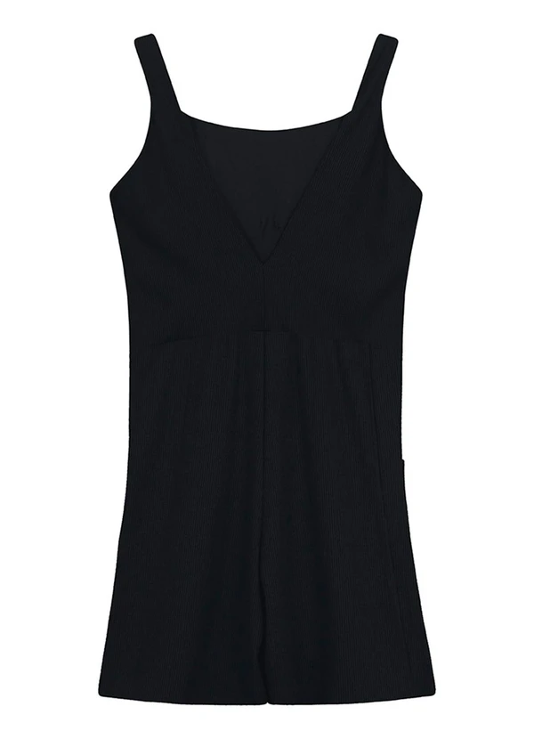 Malwee - Macaquinho Slim Canelado Active Preto