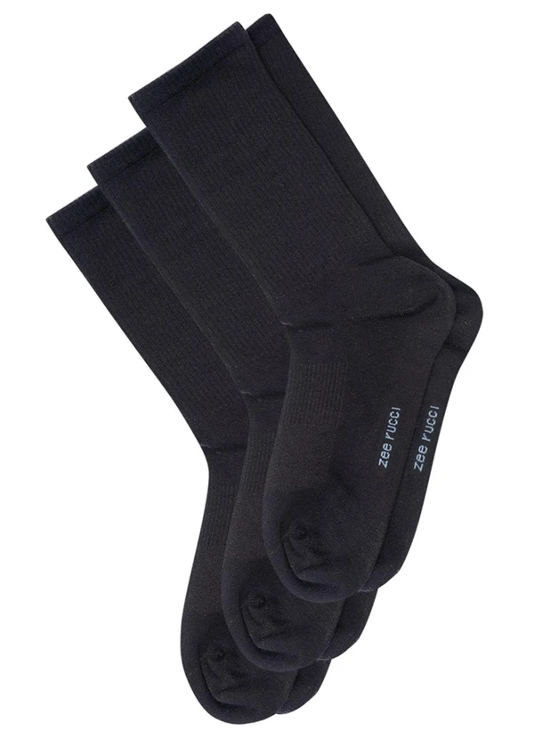 Zee Rucci - Kit 3 com pares Meias Cano Alto Preto
