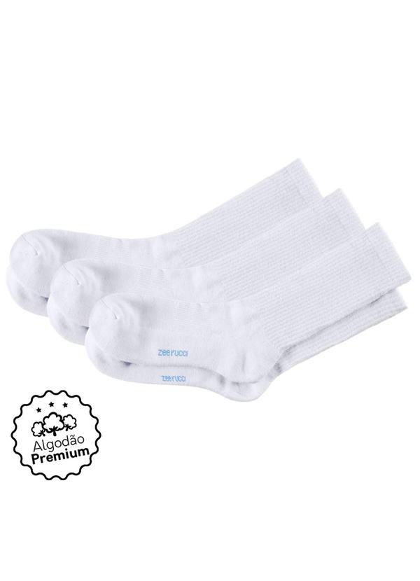Zee Rucci - Kit com 3 pares Meias Cano Alto Algodão Branco