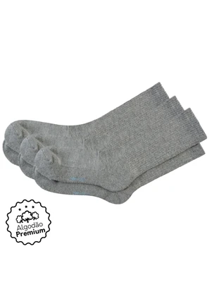 Zee Rucci - Kit com 3 pares Meias Cano Alto Algodão Cinza - ZEE RUCCI