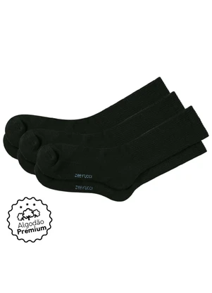 Zee Rucci - Kit com 3 pares Meias Cano Alto Algodão Preto - ZEE RUCCI