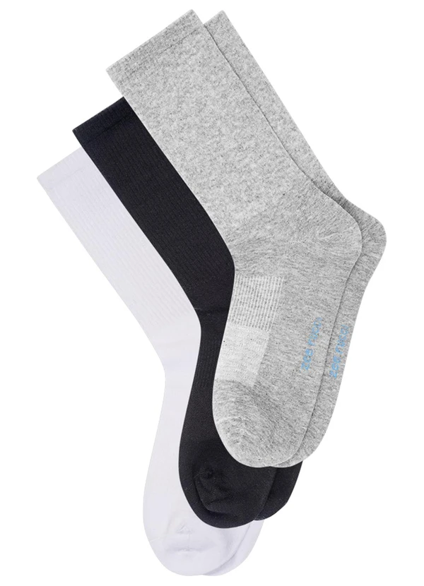 Zee Rucci - Kit com 3 pares Meias Cano Alto Cinza