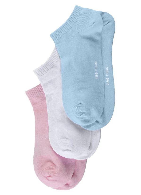 Zee Rucci - Kit com 3 pares Meias Cano Invisível Azul