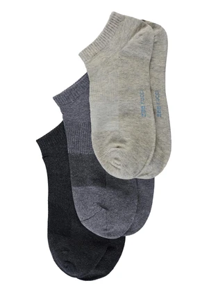 Zee Rucci - Kit com 3 pares Meias Cano Invisível Cinza - ZEE RUCCI