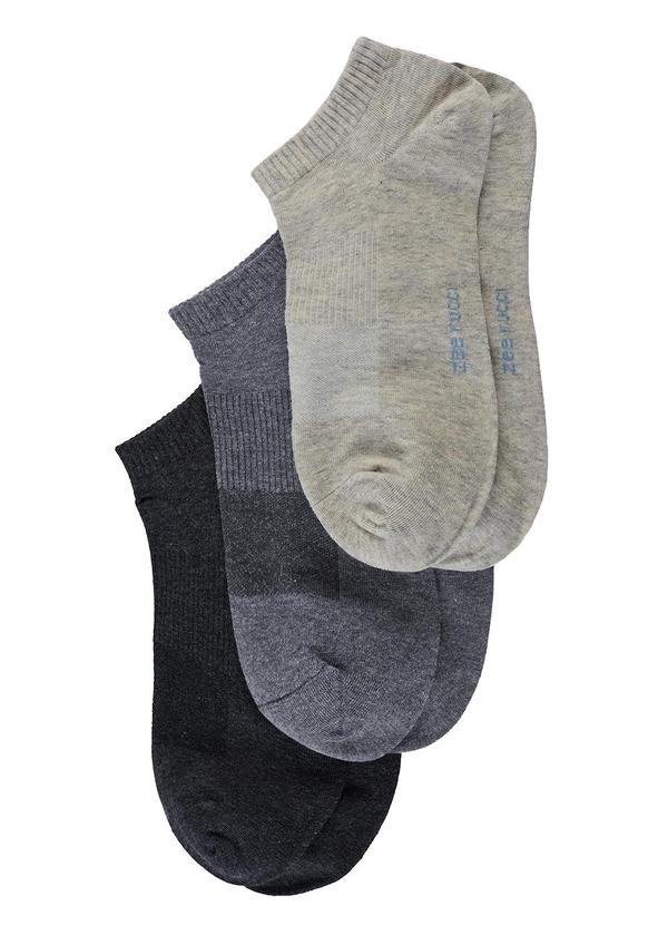 Zee Rucci - Kit com 3 pares Meias Cano Invisível Cinza