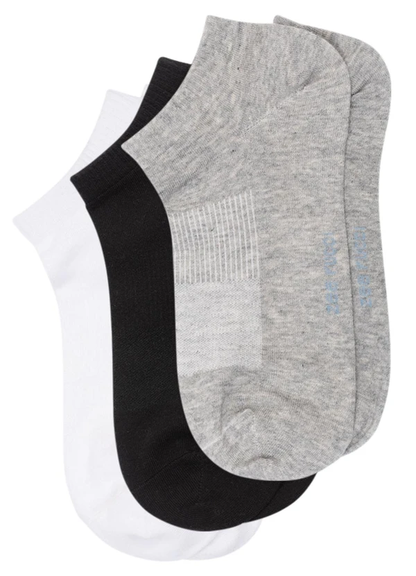 Zee Rucci - Kit com 3 pares Meias Cano Invisível Multicores