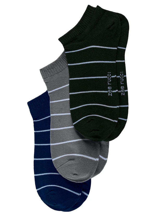 Zee Rucci - Kit com 3 pares Meias Cano Invisível Preto