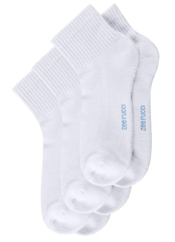 Zee Rucci - Kit com 3 pares Meias Cano Médio Algodão Branco