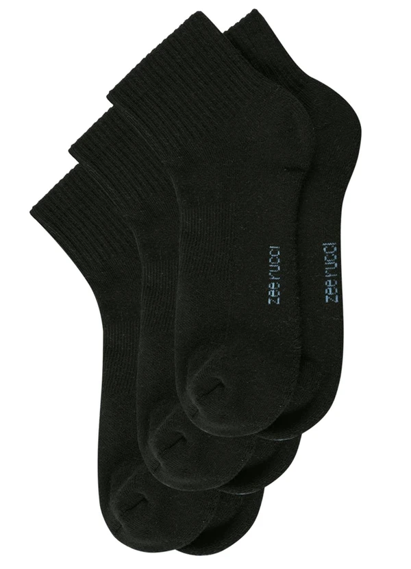 Zee Rucci - Kit com 3 pares Meias Cano Médio Algodão Preto