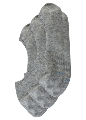 Zee Rucci - Kit com 3 pares Meias Sapatilhas Algodão Cinza - ZEE RUCCI