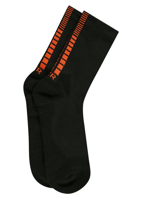 Zee Rucci - Meia Esportiva com Cano Alto Canelado Preto