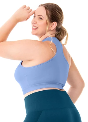 Zee Rucci - Top Plus Size com Zíper e Bojo Removível Azul - ZEE RUCCI