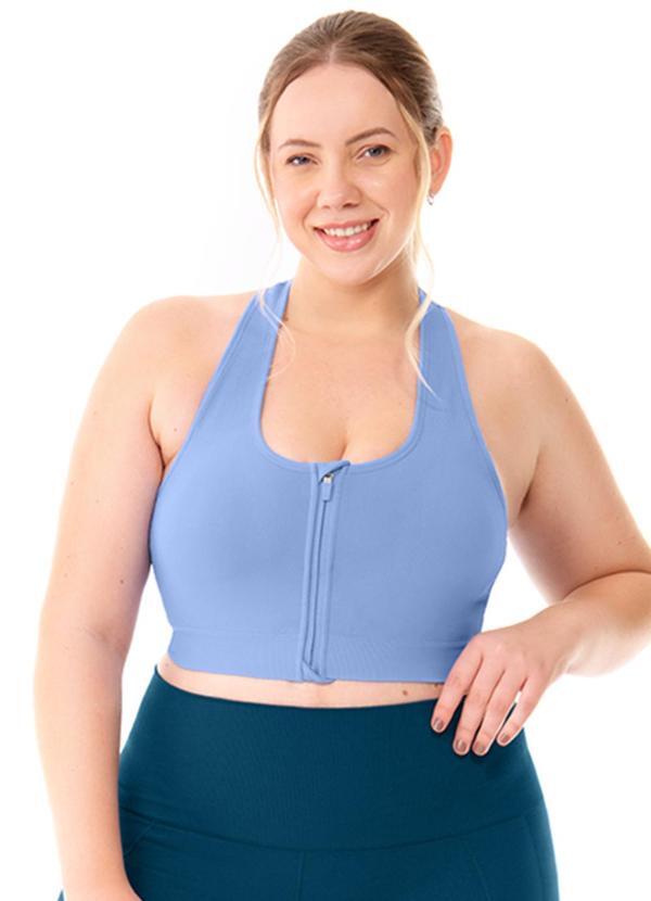 Zee Rucci - Top Plus Size com Zíper e Bojo Removível Azul