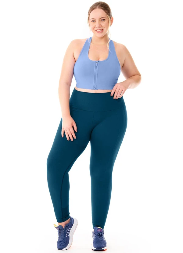 Zee Rucci - Top Plus Size com Zíper e Bojo Removível Azul 3