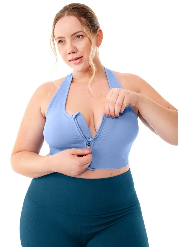 Zee Rucci - Top Plus Size com Zíper e Bojo Removível Azul 5