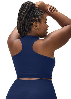 Zee Rucci - Top Plus Size com Zíper e Bojo Removível Azul - ZEE RUCCI