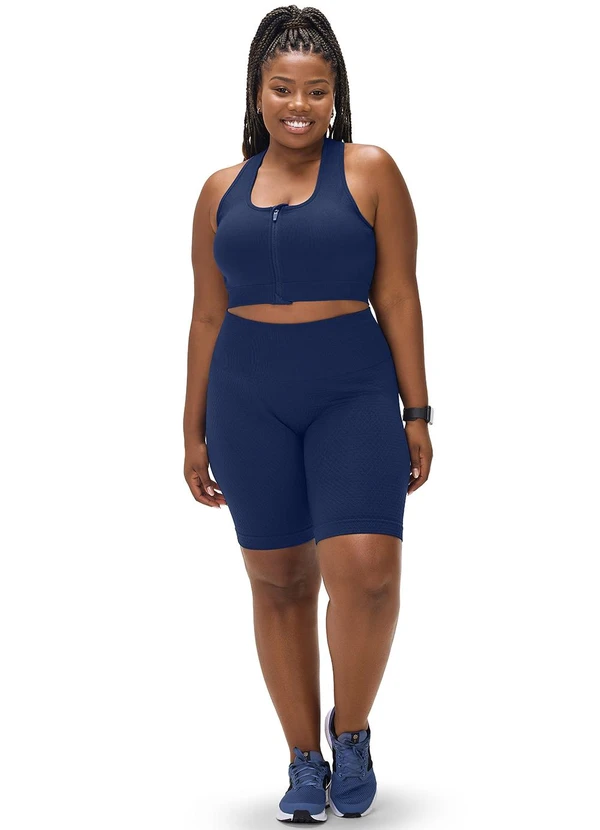 Zee Rucci - Top Plus Size com Zíper e Bojo Removível Azul 3