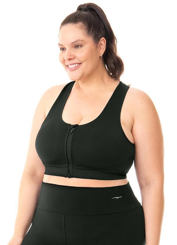 Zee Rucci - Top Plus Size com Zíper e Bojo Removível Preto