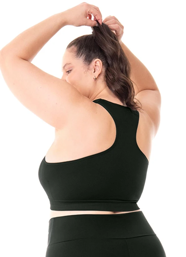 Zee Rucci - Top Plus Size com Zíper e Bojo Removível Preto 2